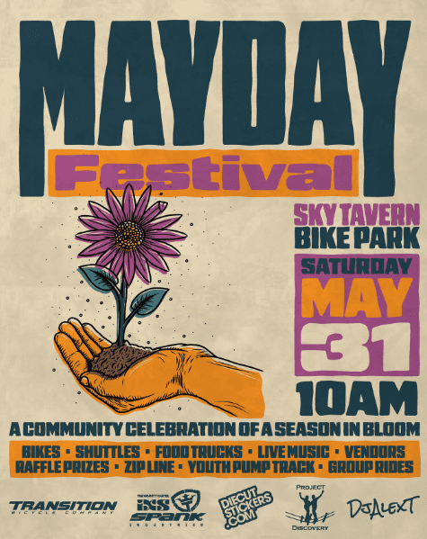 Mayday Festival poster with flower illustration.